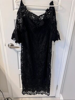 Boohoo Black Lace Cold-Shoulder Midi Dress